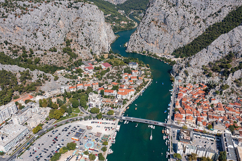 Aerial view of Omi? city in Croatia